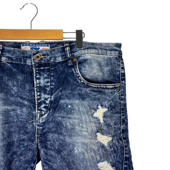 Parasuco Men's Blue 9HRIKER Distressed Stone Wash Slim Jeans US 38 x 34 - Picture 7 of 16